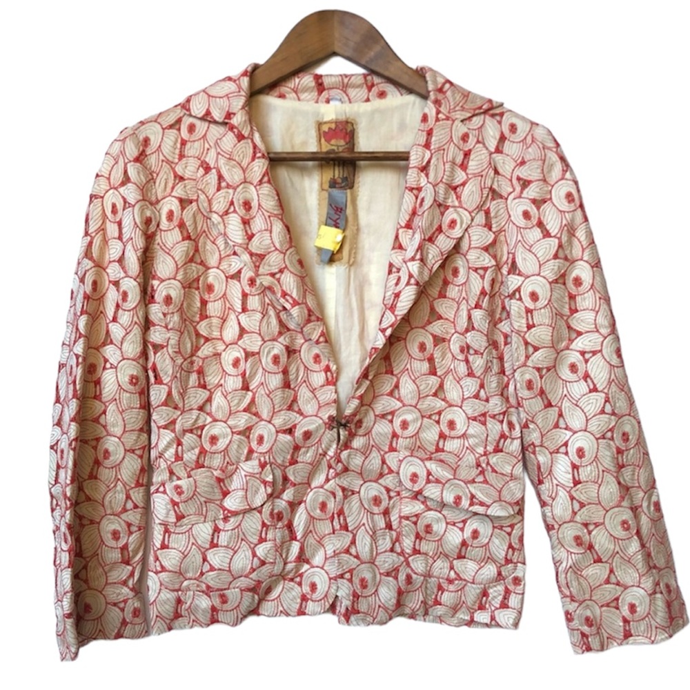 Johnny Was BIYA Unique Silk Embroidered Floral Jacket XS